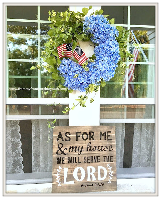 Hydrangea Wreath-Grandin Road-Patriotic-Porch-Farmhouse-Farmhouse Style--Front Porch-From My Front Porch To Yours