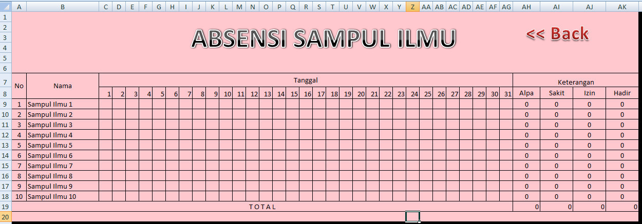 Contoh format absensi karyawan harian contoh format 