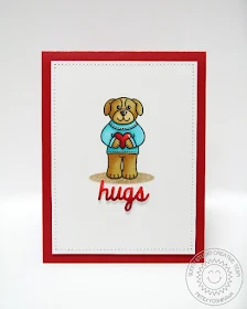 Sunny Studio Stamps: Sending My Love Simple Puppy Dog Hugs Card (with hugs die from Furever Friends)