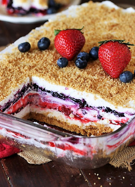 Red White & Blue Mixed Berry Yum Yum in Baking Dish Image