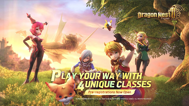 Dragon Nest 2 Evolution: Four Classes (Warrior, Archer, Sorceress, and Cleric)