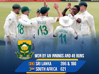 South Africa Beat Sri Lanka by Innings and 45 Runs.