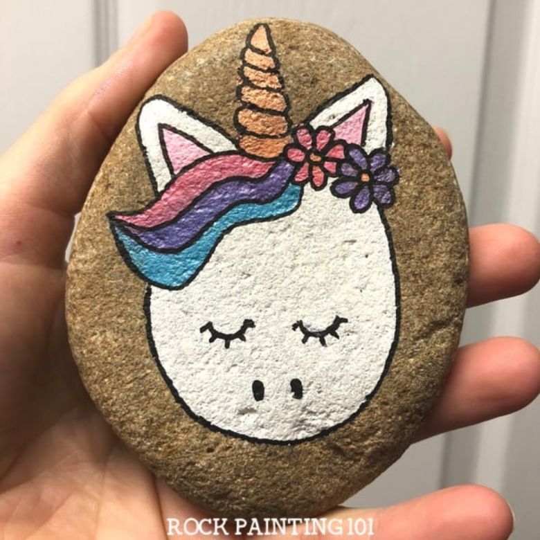 Unicorn Painted Rock Craft for Kids