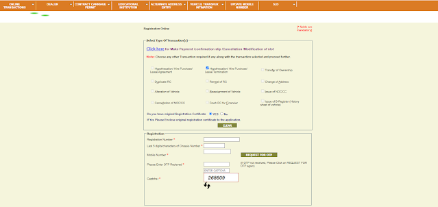 RTA registration section