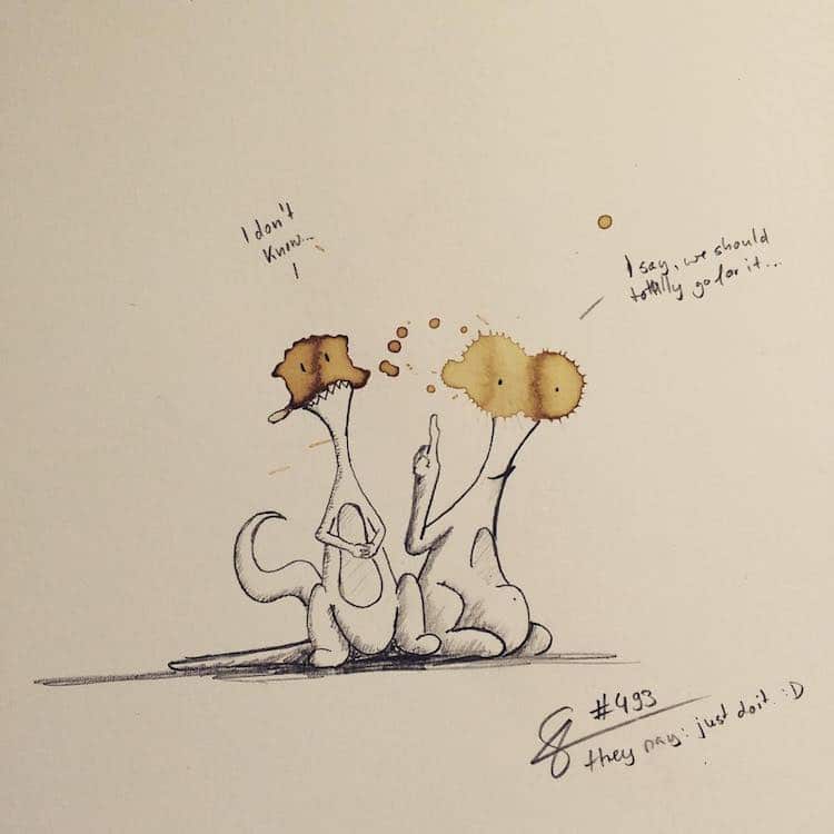 Artist Creates Cute Little Monsters Out Of Coffee Stains