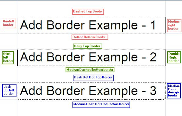 Add Different Border to Excel Cell - Java POI Example Program - Output