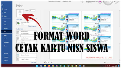 Download Format Cetak Kartu NISN Manual SD, SMP, SMA dan SMK