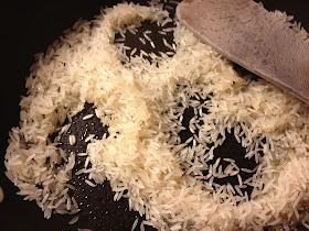 rice in frying pan