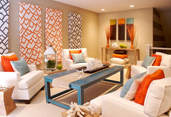 Modern Furniture  2013 Colorful Living  Room  Decorating  Ideas 