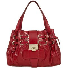 belted look red bag