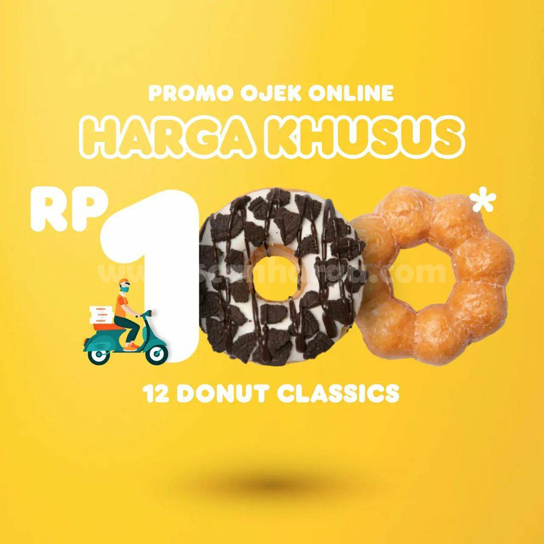 Dunkin Donuts Promo Ojek Online – Harga Khusus 12 Donut hanya Rp. 100Rb