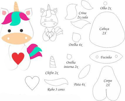 MOLDES UNICORNIO EN FOAMI - MOLDES UNICORNIO GOMA EVA - Unicorn template free printable