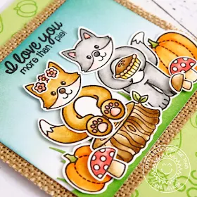 Sunny Studio Stamps: I Love You More than Pie Card by Lexa Levana (using Woodsy Creatures, Comfy Creatures & Harvest Happiness)
