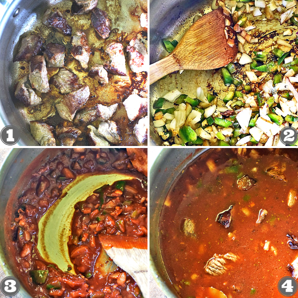 Step-by-step photos of how to make Puerto Rican Beef Stew - Carne Guisada