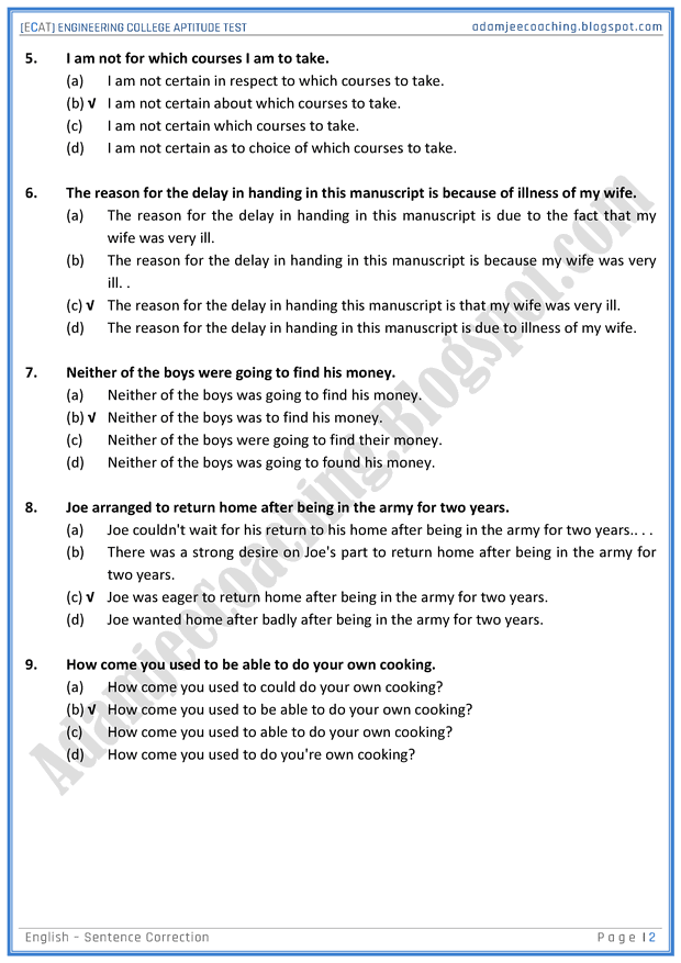 ecat-english-sentence-correction-mcqs-for-engineering-college-entry-test