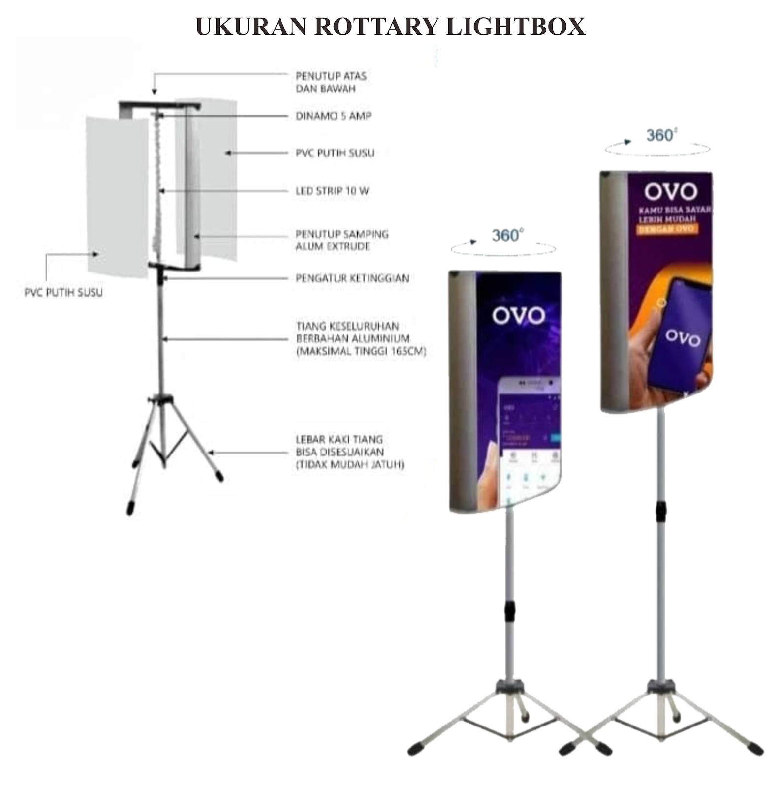 Gambar Ukuran Rottary LightBox