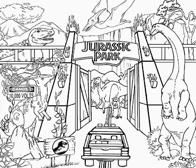 Detailed printable high resolution free clipart Jurassic park dinosaur coloring pages for older kids