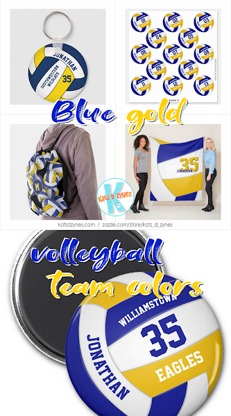 blue gold volleyball team colors gifts for girls boys by katz_d_zynes