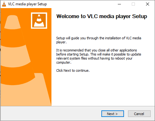 VLC media player setup wizard