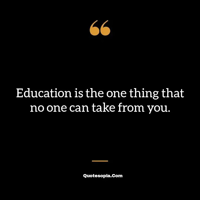 "Education is the one thing that no one can take from you." ~ B. B. King