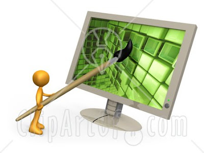 Flat Screen Computer Monitor on Cartoon Computer