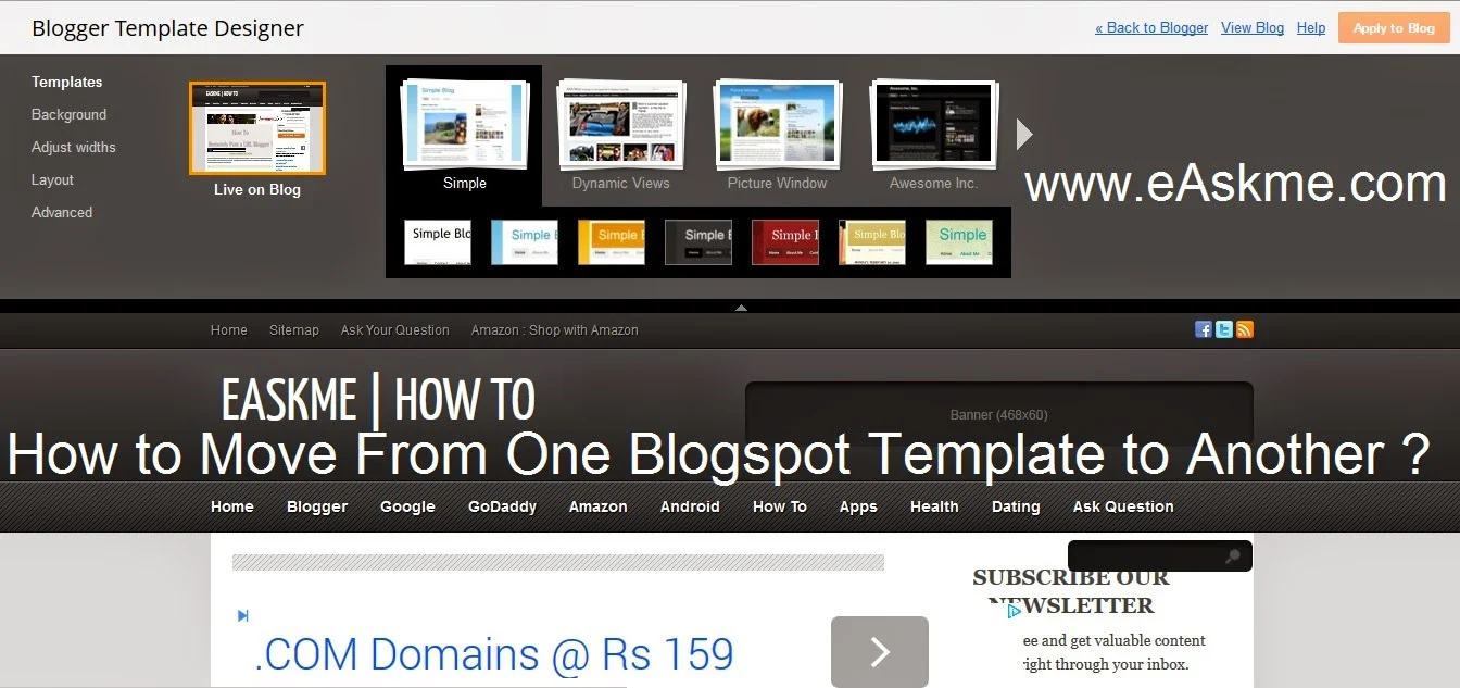 How to Move From One Blogspot Template to Another : eAskme