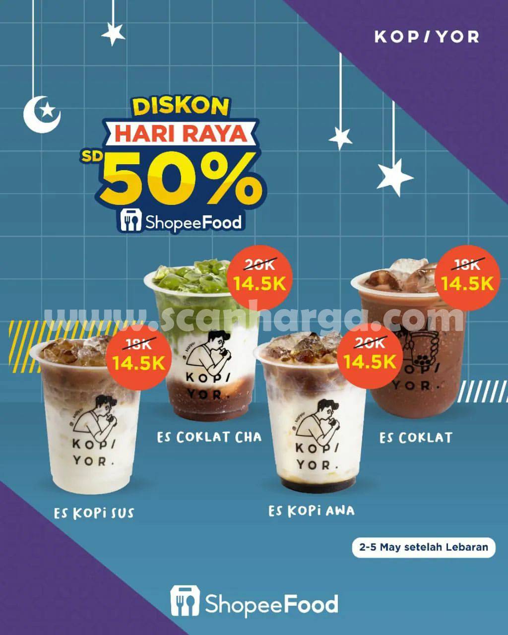 KOPI YOR Promo LEBARAN DISKON 50% via Shopeefood