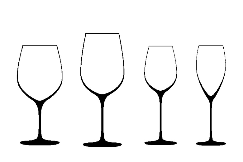 四種酒杯示意圖