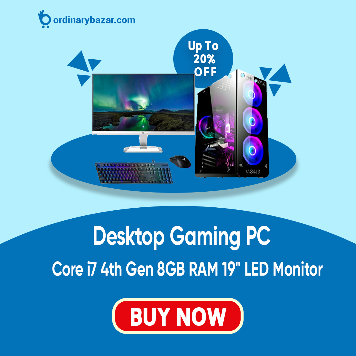 Desktop PC Core i7 4th Gen 8GB RAM 19" LED Monitor