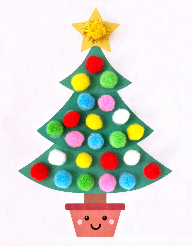 pom pom Christmas tree craft