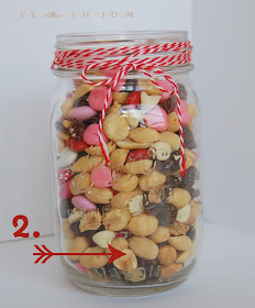 Valentine's Day Gift Basket Tutorial trail mix in mason jar