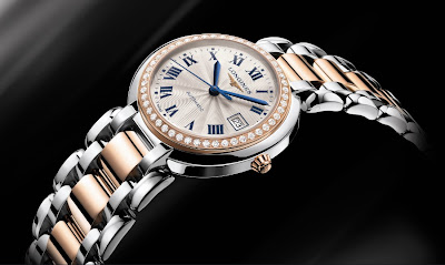 Montre Longines PrimaLuna en acier et or rose