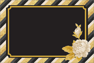 Golden and Black Flowers: Free Printable Wedding Kit.