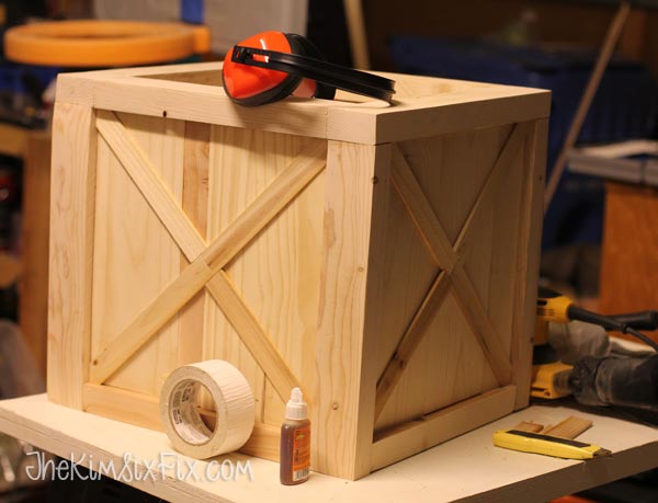 Wooden crate with cross braces