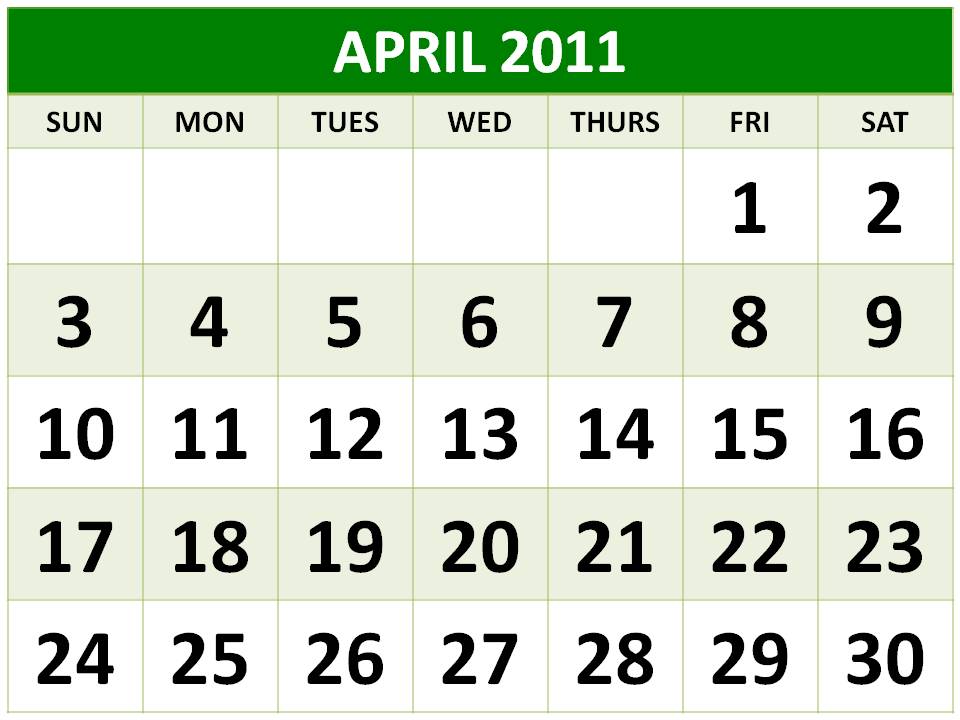 calendar 2011 april template. Printable 2011 planners 3