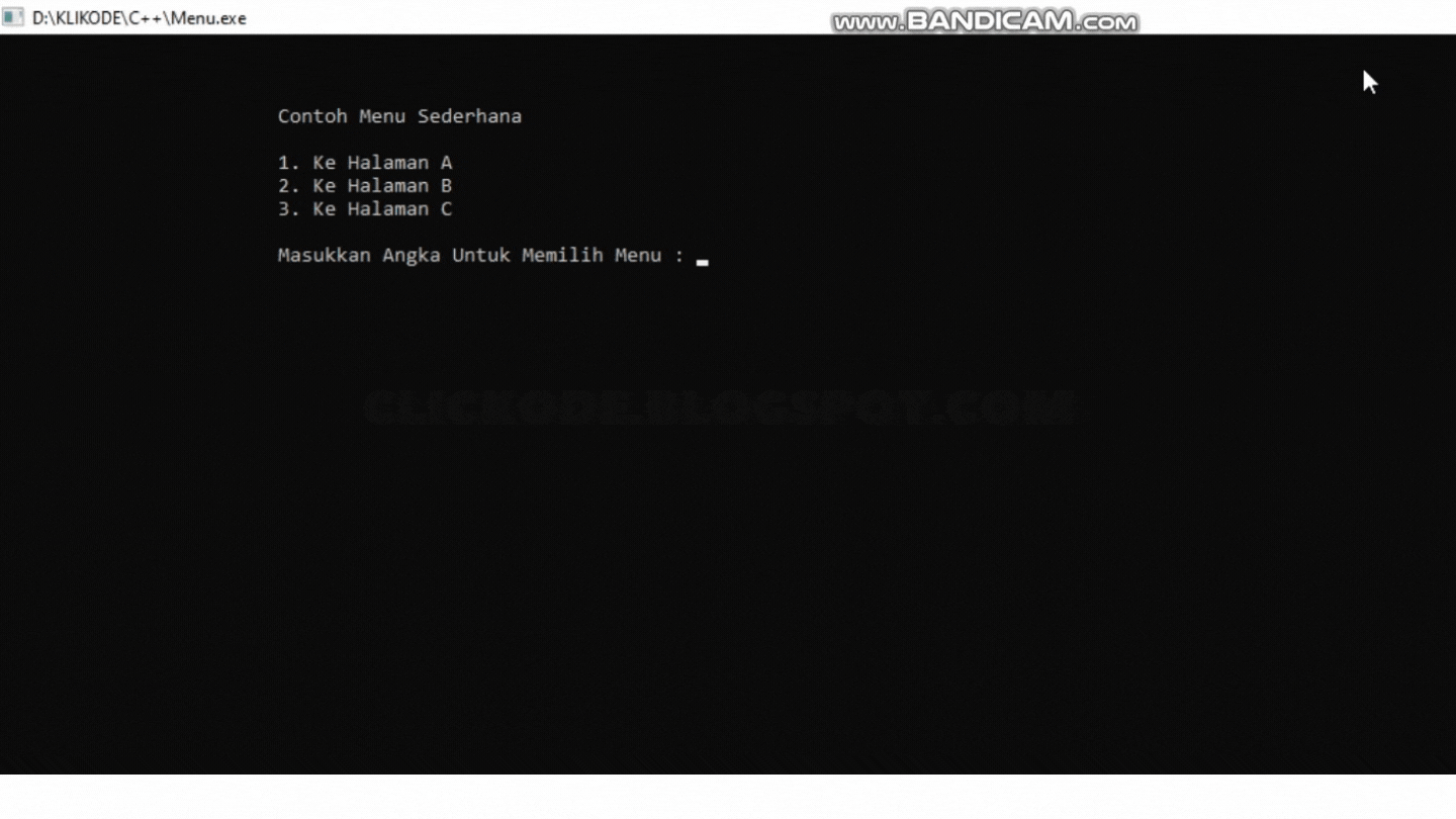 output program menu sederhana clickode.blogspot.com