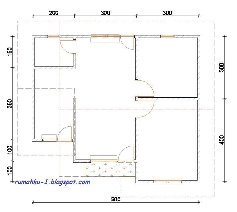 rumahku 1 sketsa  denah rumah  minimalis tipe 52 120