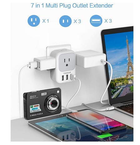TESSAN 4 Electrical Outlet Extender USB Wall Charger