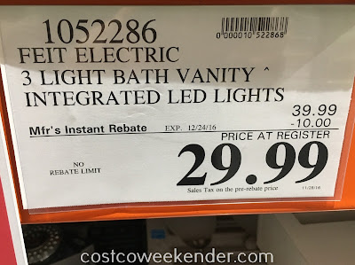 Deal for the Feit 3 Light Bath Vanity at Costco