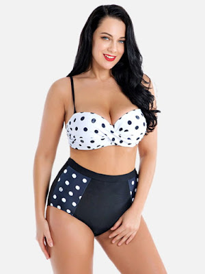  Plus Size Push Up Polka Dot Bikinis High Waist Backless Sexy Swimsuits For Women By Newchic