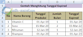 menghitung tanggal kadaluarsa berdasarkan jumlah tahun