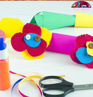 image of tissue paper flowers with pipe cleaners and scissors