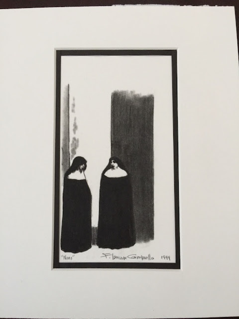 "Nuns." Charcoal on Paper, 1999 by F. Lennox Campello