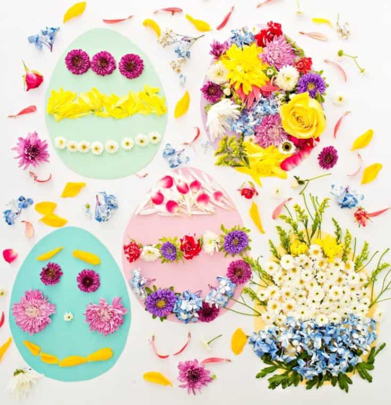 Real flower Easter egg craft for kids