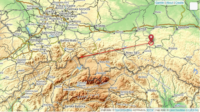 Poglądowa mapka z kierunkiem obserwacji Babiej Góry z Liwocza