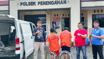  2 Pelaku Curat Plat Besi Perusahaan di Amankan Polsek Penengahan