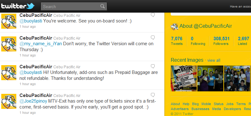 Cebu Pacific Twitter Account