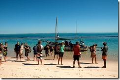 Coming ashore on Robinson Island in the Bazaruto Archipelago, off Vilanculos