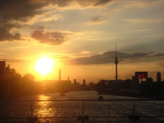 berlin, Warschauer Straße, bridge, sunset