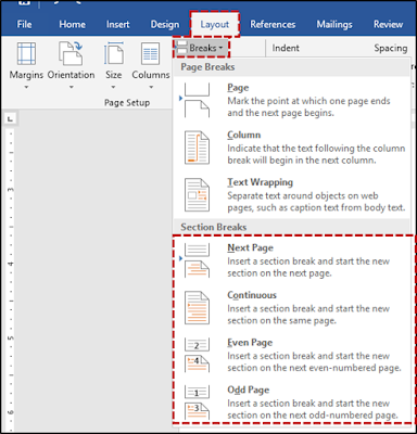 Menyisipkan Manual Section Break